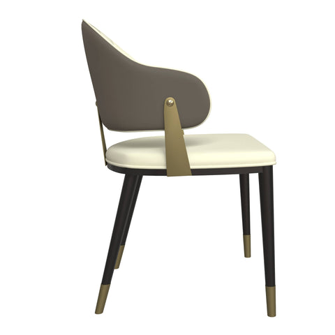 Aria Leather Dining Chair with a Curved Back and Gold Accents Design in Iron Set of 2