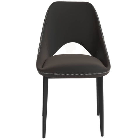 Amalfi Upholstered Dining Chair with a Curved Open Back Design in Black Iron Set of 4