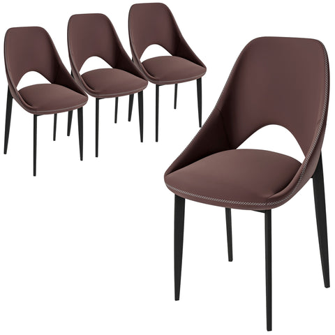 Amalfi Upholstered Dining Chair with a Curved Open Back Design in Black Iron Set of 4