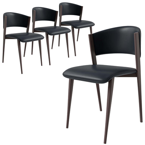 Aspen Dining Chairs Upholstered in Leather Kitchen Room Chairs with Metal Legs Set of 4