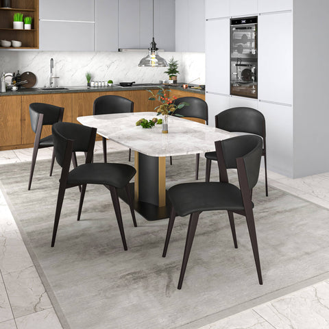 Aspen Dining Chairs Upholstered in Leather Kitchen Room Chairs with Metal Legs Set of 4