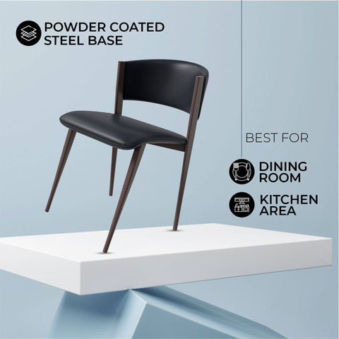 Aspen Dining Chairs Upholstered in Leather Kitchen Room Chairs with Metal Legs Set of 4