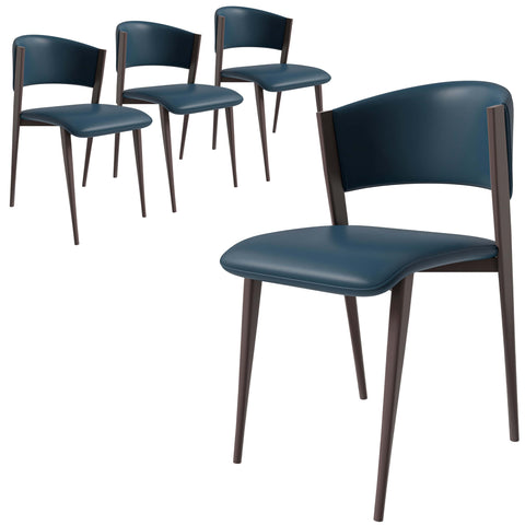 Aspen Dining Chairs Upholstered in Leather Kitchen Room Chairs with Metal Legs Set of 4