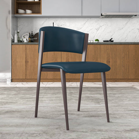 Aspen Dining Chairs Upholstered in Leather Kitchen Room Chairs with Metal Legs Set of 4