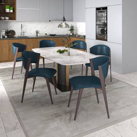 Aspen Dining Chairs Upholstered in Leather Kitchen Room Chairs with Metal Legs Set of 4