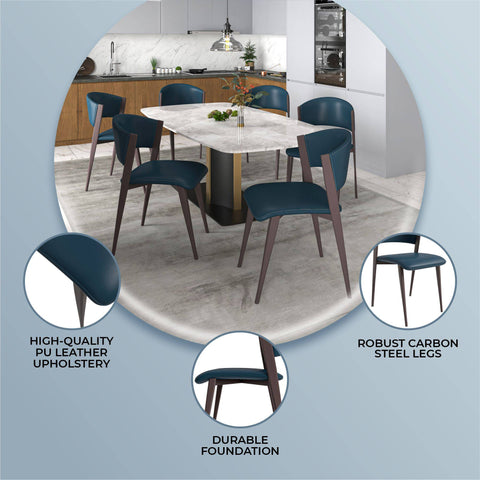 Aspen Dining Chairs Upholstered in Leather Kitchen Room Chairs with Metal Legs Set of 4