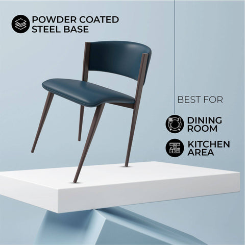 Aspen Dining Chairs Upholstered in Leather Kitchen Room Chairs with Metal Legs Set of 4