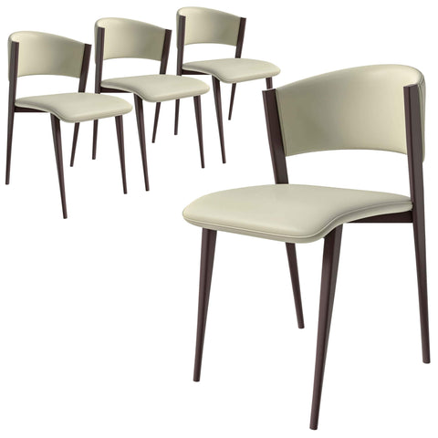 Aspen Dining Chairs Upholstered in Leather Kitchen Room Chairs with Metal Legs Set of 4