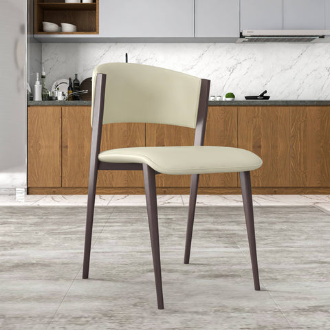 Aspen Dining Chairs Upholstered in Leather Kitchen Room Chairs with Metal Legs Set of 4