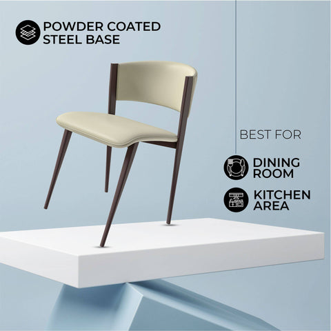 Aspen Dining Chairs Upholstered in Leather Kitchen Room Chairs with Metal Legs Set of 4