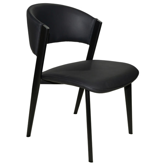 Aspen Dining Chairs Upholstered in Leather Kitchen Room Chairs with Black Metal Legs