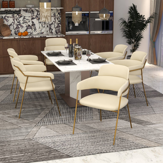 Axis Upholstered Dining Chair with Curved Open-Back Design and Gold Stainless Steel Legs