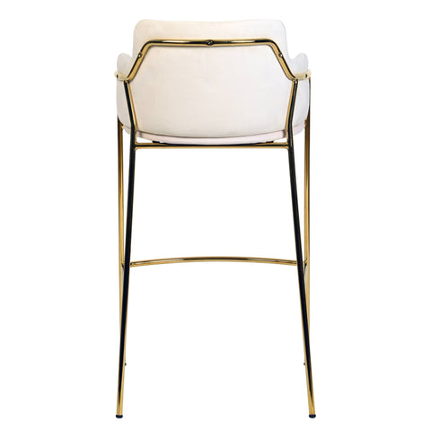 Axis 40" Low-Back Bar Stool Ergonomic Pub Chair with Gold Stainless Steel Base