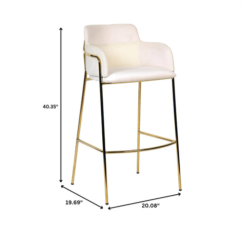 Axis 40" Low-Back Bar Stool Ergonomic Pub Chair with Gold Stainless Steel Base