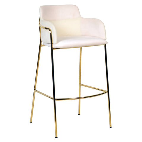 Axis 40" Low-Back Bar Stool Ergonomic Pub Chair with Gold Stainless Steel Base