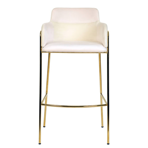 Axis 40" Low-Back Bar Stool Ergonomic Pub Chair with Gold Stainless Steel Base