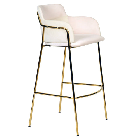 Axis 40" Low-Back Bar Stool Ergonomic Pub Chair with Gold Stainless Steel Base