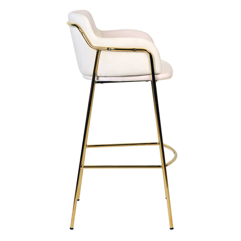 Axis 40" Low-Back Bar Stool Ergonomic Pub Chair with Gold Stainless Steel Base