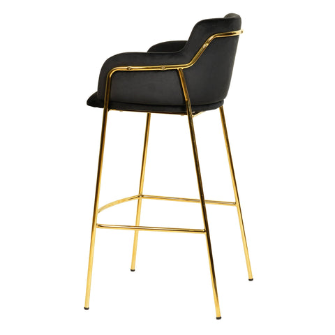 Axis 40" Low-Back Bar Stool Ergonomic Pub Chair with Gold Stainless Steel Base