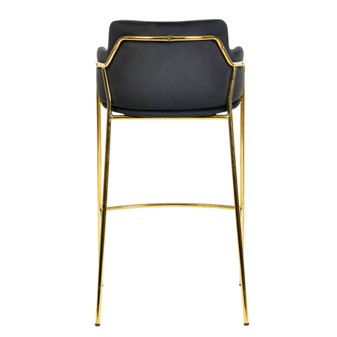 Axis 40" Low-Back Bar Stool Ergonomic Pub Chair with Gold Stainless Steel Base