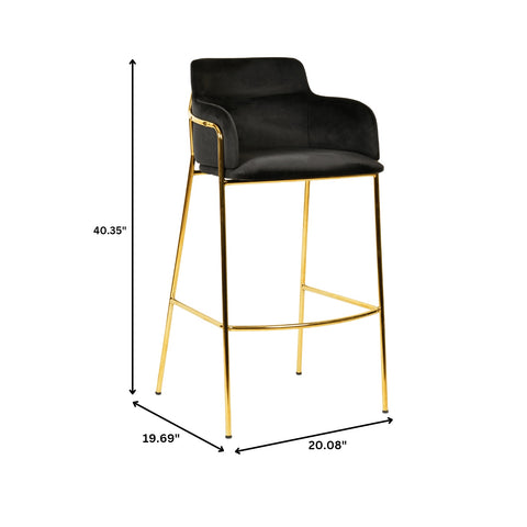 Axis 40" Low-Back Bar Stool Ergonomic Pub Chair with Gold Stainless Steel Base