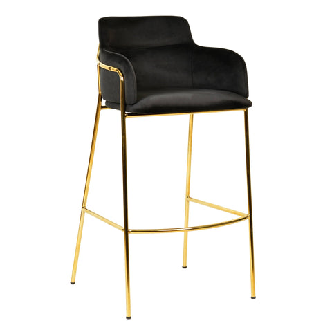 Axis 40" Low-Back Bar Stool Ergonomic Pub Chair with Gold Stainless Steel Base