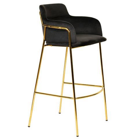 Axis 40" Low-Back Bar Stool Ergonomic Pub Chair with Gold Stainless Steel Base