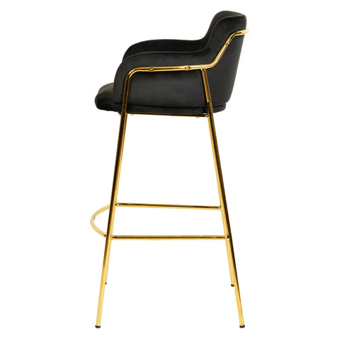 Axis 40" Low-Back Bar Stool Ergonomic Pub Chair with Gold Stainless Steel Base