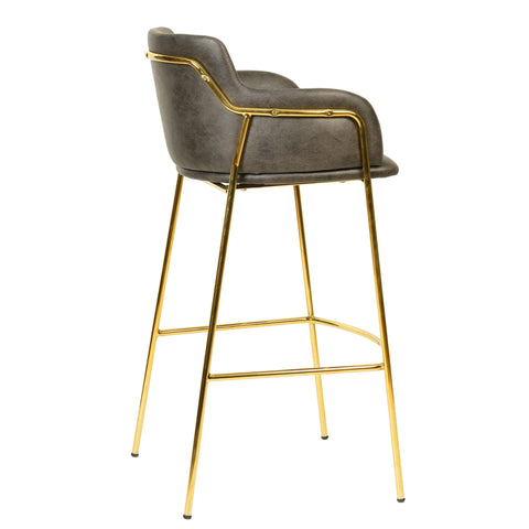 Axis 40" Low-Back Bar Stool Ergonomic Pub Chair with Gold Stainless Steel Base