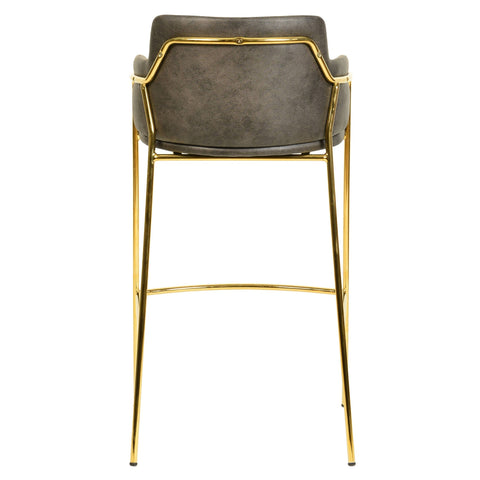 Axis 40" Low-Back Bar Stool Ergonomic Pub Chair with Gold Stainless Steel Base