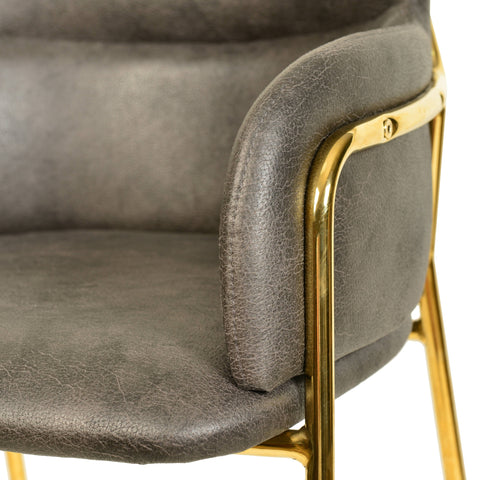 Axis 40" Low-Back Bar Stool Ergonomic Pub Chair with Gold Stainless Steel Base