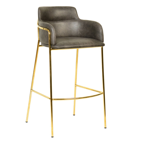 Axis 40" Low-Back Bar Stool Ergonomic Pub Chair with Gold Stainless Steel Base