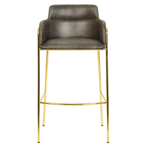 Axis 40" Low-Back Bar Stool Ergonomic Pub Chair with Gold Stainless Steel Base