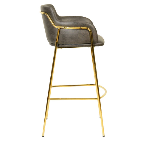 Axis 40" Low-Back Bar Stool Ergonomic Pub Chair with Gold Stainless Steel Base