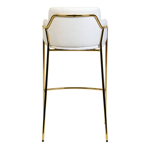 Axis 40" Low-Back Bar Stool Ergonomic Pub Chair with Gold Stainless Steel Base