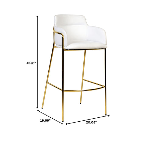 Axis 40" Low-Back Bar Stool Ergonomic Pub Chair with Gold Stainless Steel Base