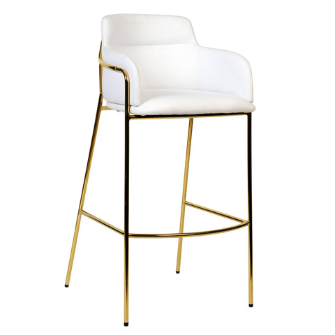 Axis 40" Low-Back Bar Stool Ergonomic Pub Chair with Gold Stainless Steel Base