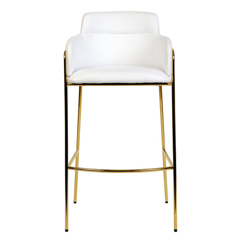 Axis 40" Low-Back Bar Stool Ergonomic Pub Chair with Gold Stainless Steel Base