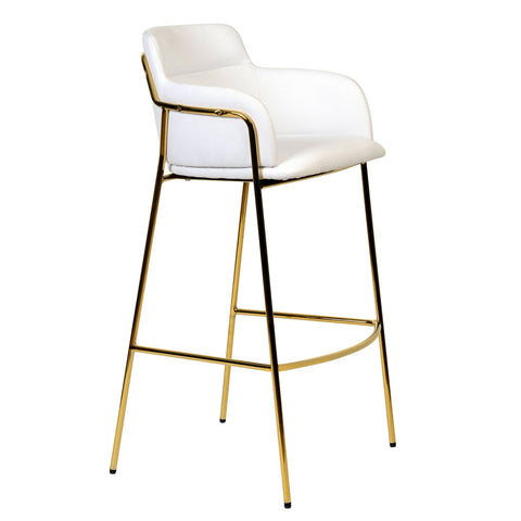 Axis 40" Low-Back Bar Stool Ergonomic Pub Chair with Gold Stainless Steel Base