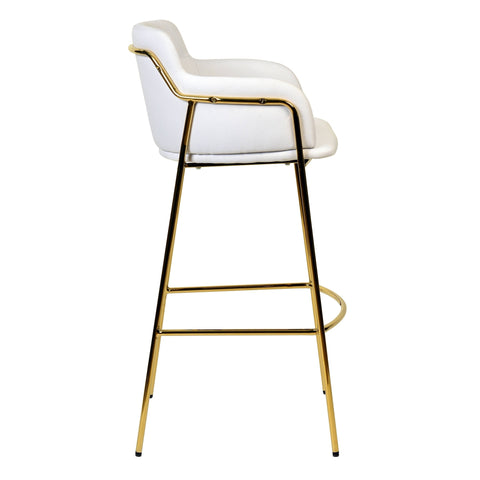 Axis 40" Low-Back Bar Stool Ergonomic Pub Chair with Gold Stainless Steel Base