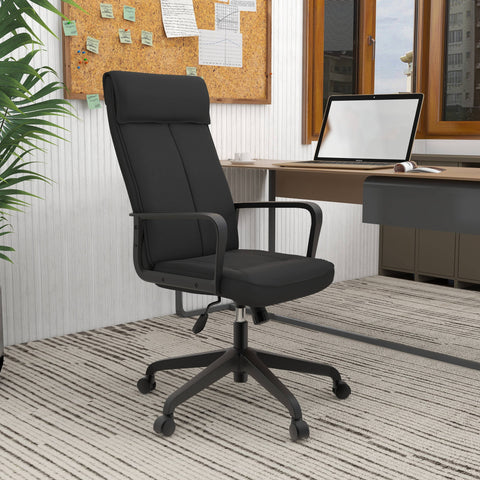 Aiaria Ergonomic High-Back Leather Office Chair with Adjustable Height, Swivel, Tilt, and Double Wheel Casters