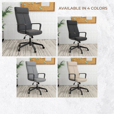 Aiaria Ergonomic High-Back Leather Office Chair with Adjustable Height, Swivel, Tilt, and Double Wheel Casters