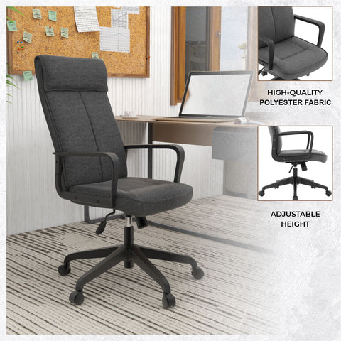 Aiaria Ergonomic High-Back Leather Office Chair with Adjustable Height, Swivel, Tilt, and Double Wheel Casters