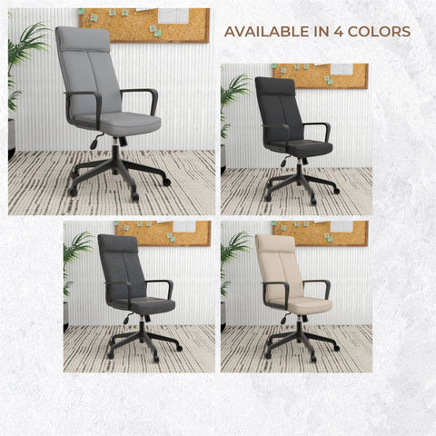 Aiaria Ergonomic High-Back Leather Office Chair with Adjustable Height, Swivel, Tilt, and Double Wheel Casters