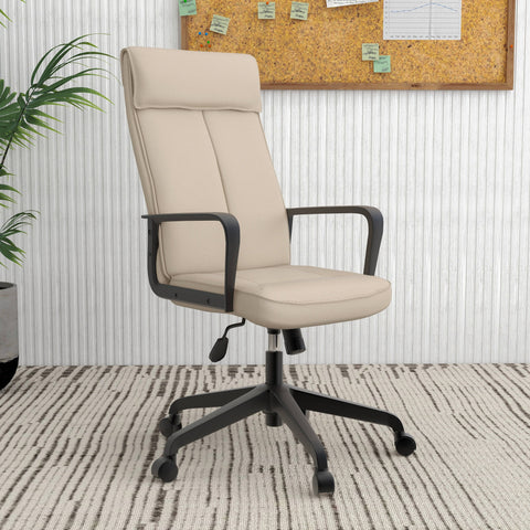 Aiaria Ergonomic High-Back Leather Office Chair with Adjustable Height, Swivel, Tilt, and Double Wheel Casters