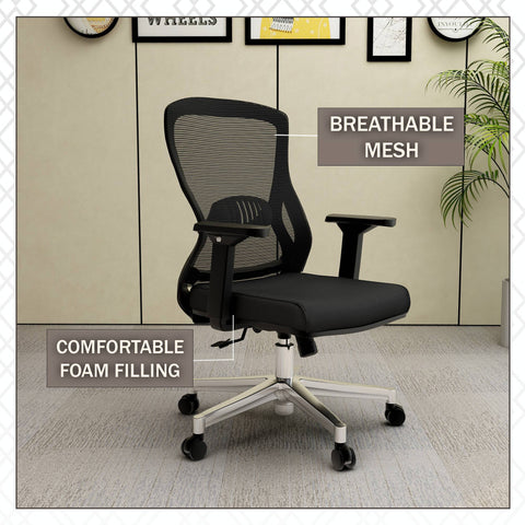 Adorit Series Ergonomic Office Chair with Mesh Back and Upholstered Seat