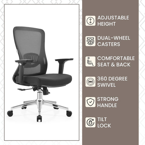 Adorit Series Ergonomic Office Chair with Mesh Back and Upholstered Seat