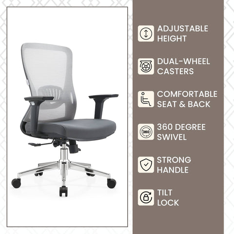 Adorit Series Ergonomic Office Chair with Mesh Back and Upholstered Seat