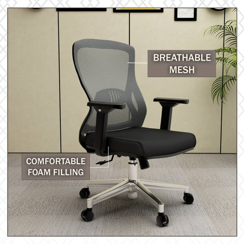 Adorit Series Ergonomic Office Chair with Mesh Back and Upholstered Seat