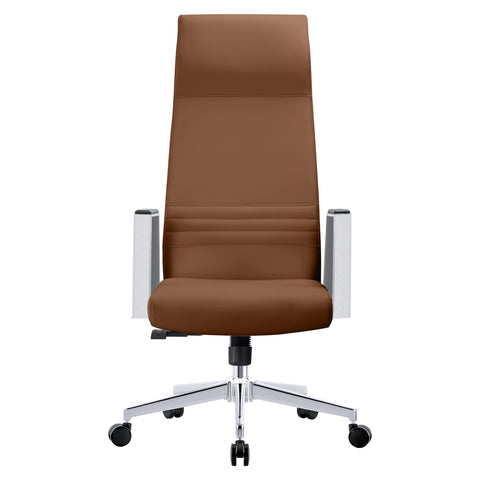 Aleen High-Back Office Chair in Upholstered Leather and Iron Frame with Swivel and Tilt